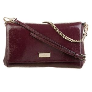 kate spade Patent Leather Crossbody in Deep Burgundy with Gold Chain
